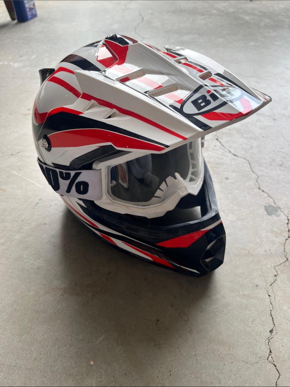 100% Youth Bilt Motocross Helmet with White, Red & Black Graphics